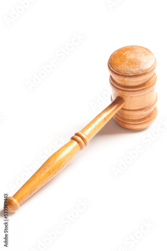 vintage wooden gavel isolated