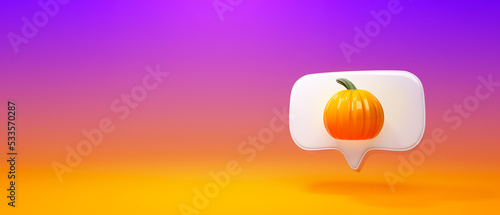 Autumn pumpkins with a speech bubble - 3D render
