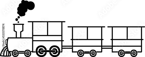 Outline Locomotive Train Kids Illustration