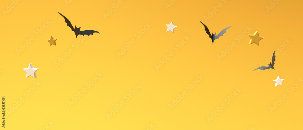 Fototapeta premium Halloween theme with black bats - 3D render