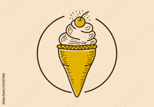 ice cream with cherries on top retro vintage art