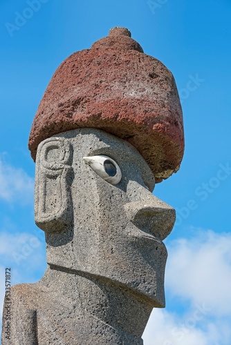 Moai in the Ahu Tahai Complex, Hanga Roa, National Park Rapa Nui, Easter Island, Easter Island, Chile, South America photo