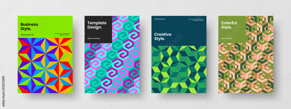 Fototapeta premium Abstract geometric tiles cover template collection. Premium company identity design vector concept set.