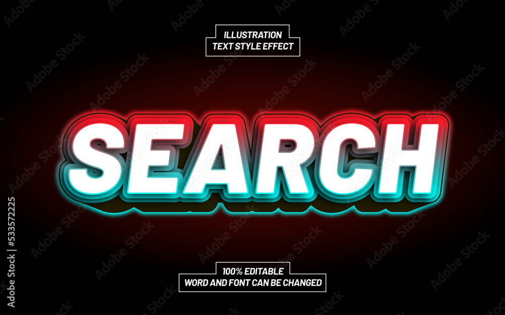 Obraz premium Search 3D Bold Text Style Effect