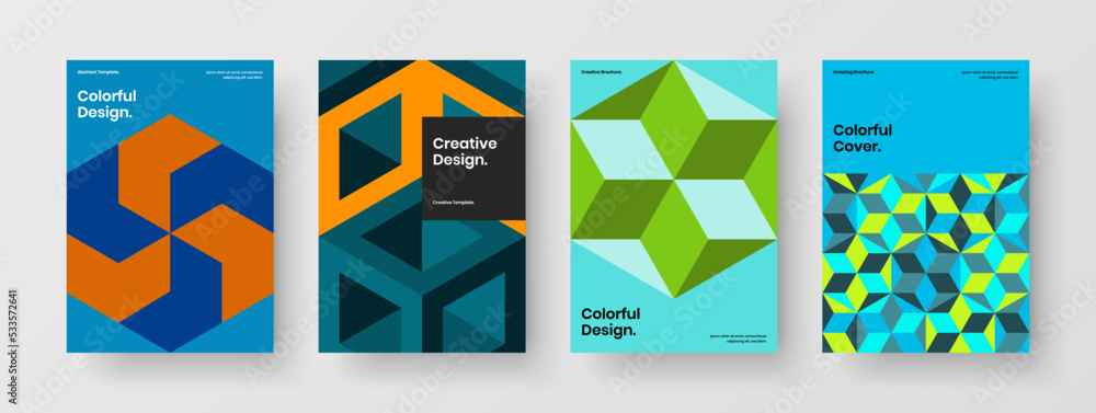 Modern company cover A4 design vector layout bundle. Original geometric pattern poster concept composition.