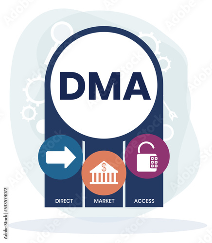 DMA - Direct Market Access acronym. business concept background. vector illustration concept with keywords and icons. lettering illustration with icons for web banner, flyer, landing page