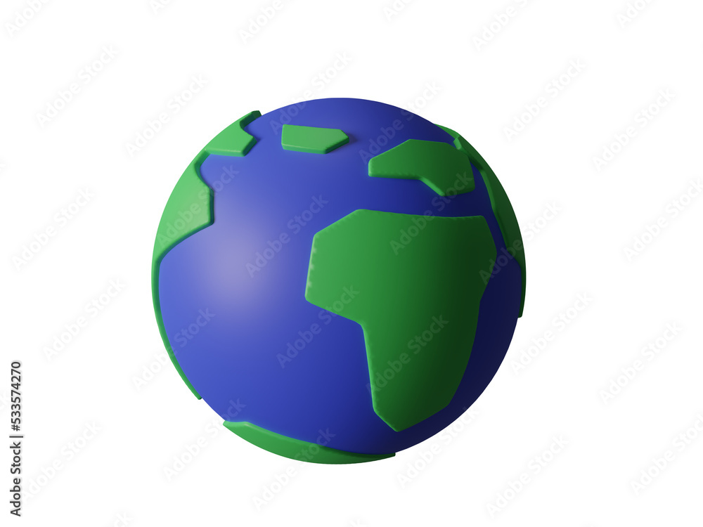 Ecology and environment concept : Earth world map model globe symbol on white background. 3d illustration Ecology and environment concept : Earth world map model globe symbol on white background. 3d illustration