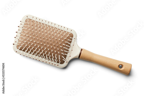 Overhead Image of a Hair Brush With Soft Shadows photo