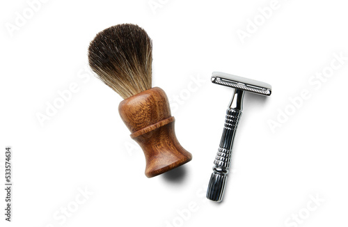 Professional Safety Razor and Shaving Brush With Soft Shadows