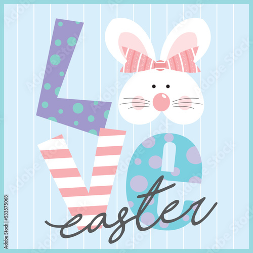 happy aester with rabbit and love text photo