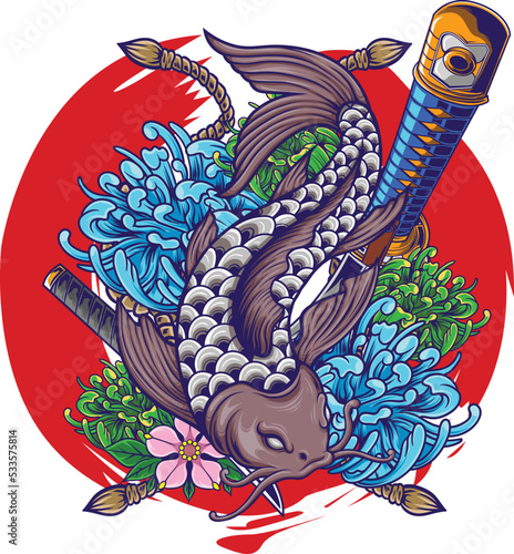 Vector illustration of japanese koi