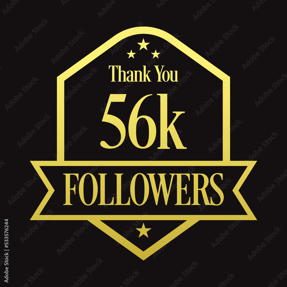 Thank you 56K followers, 56000 followers celebration, Vector Illustration