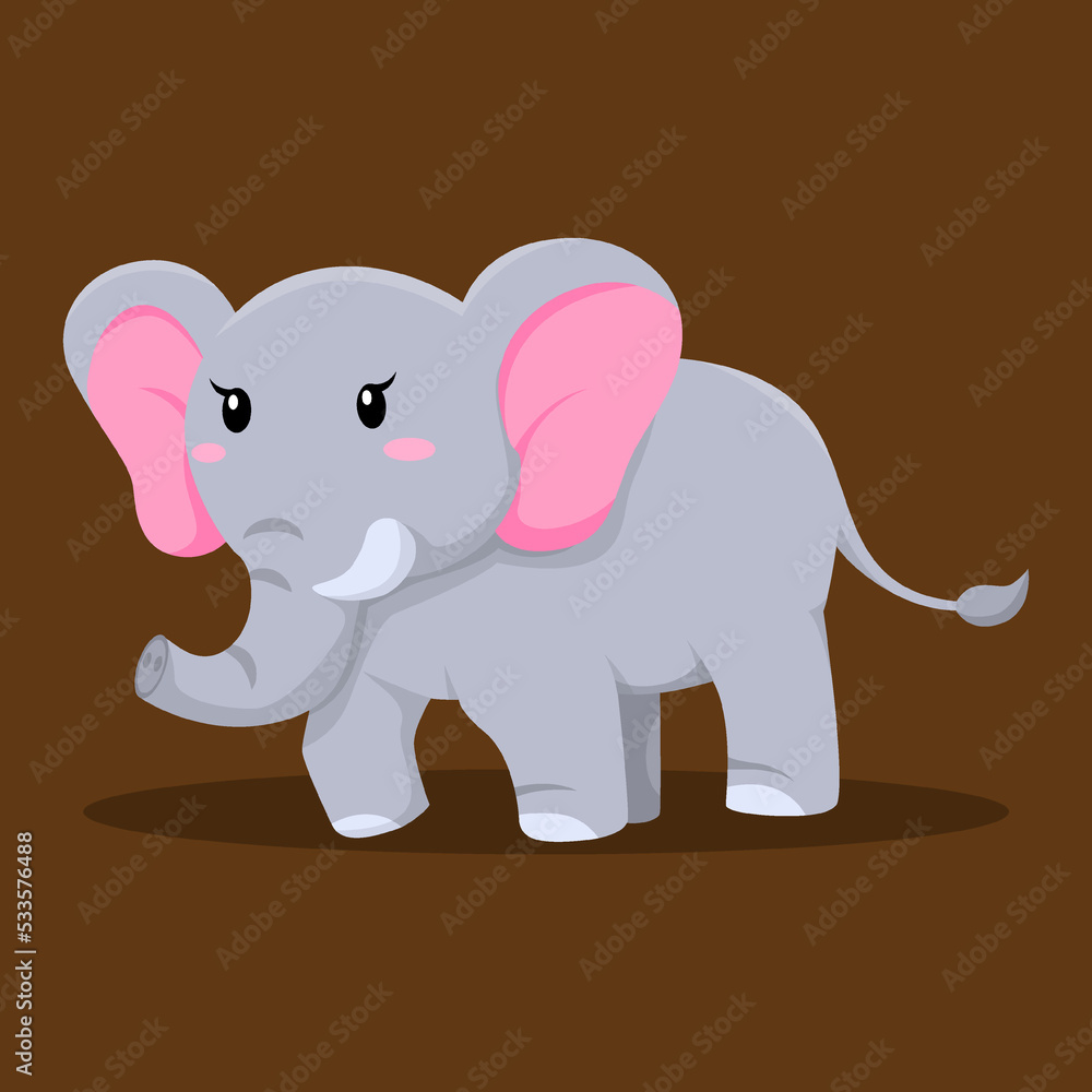 Cute Elephant Character Design Illustration