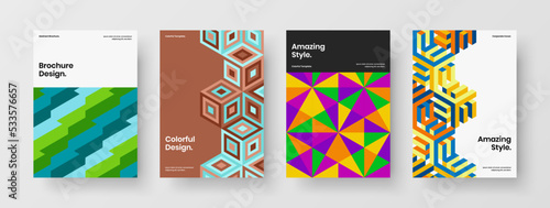 Premium poster vector design template set. Modern geometric shapes postcard illustration composition. © pro