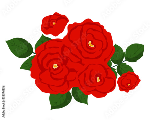 Vector bouquet of red roses isolated on a white background. 