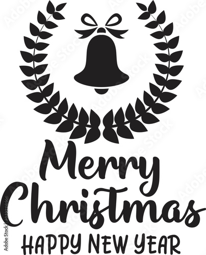Merry Christmas and happy new year lettering and quote illustration
