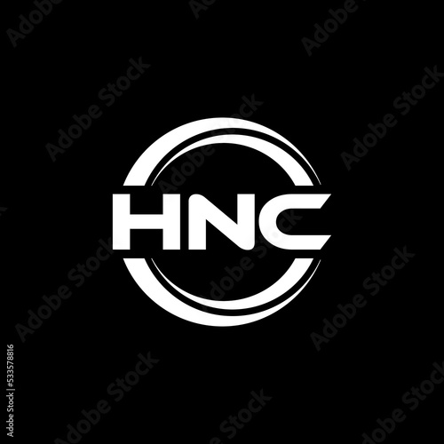 HNC letter logo design with black background in illustrator, vector logo modern alphabet font overlap style. calligraphy designs for logo, Poster, Invitation, etc.