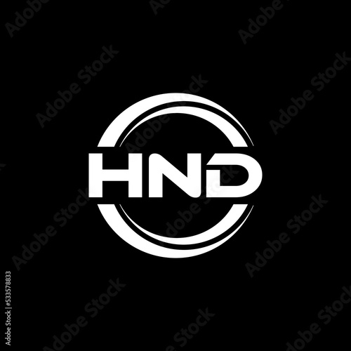 HND letter logo design with black background in illustrator, vector logo modern alphabet font overlap style. calligraphy designs for logo, Poster, Invitation, etc.