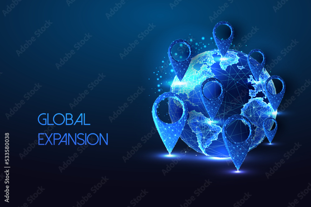 Concept of Global Expansion, international market with Earth and