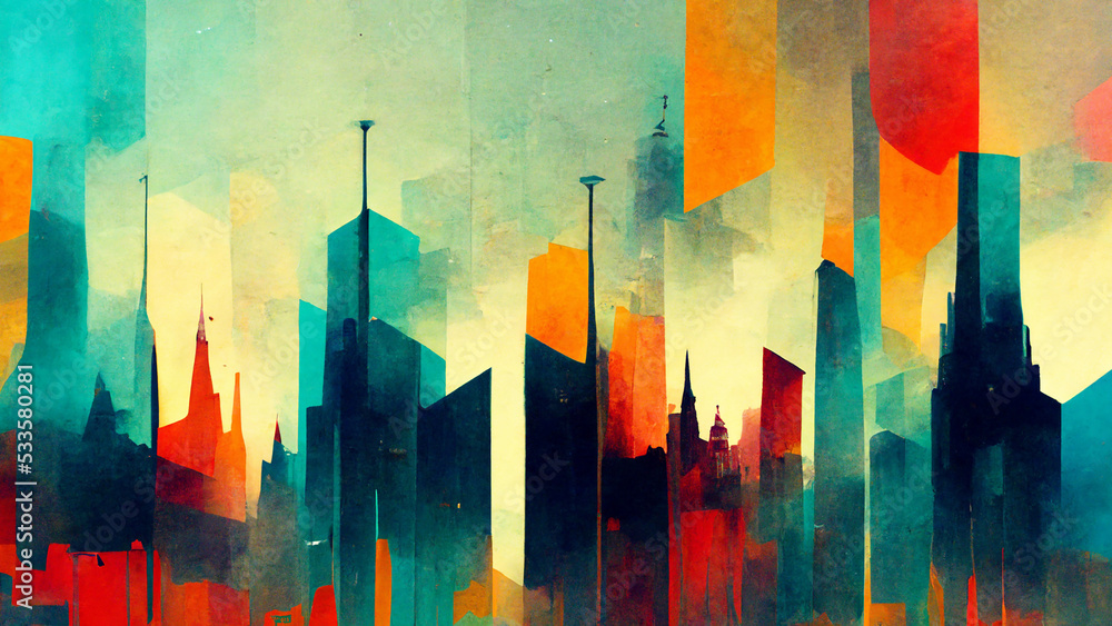 Fototapeta premium Colorful abstract tower wallpaper. 3D illustration, 3D rendering.