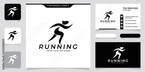 Running logo, jogging and marathon logo template design