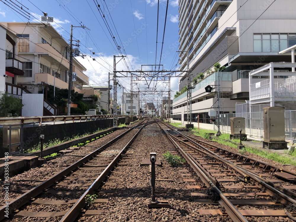 empty railroad tracks in Japan
