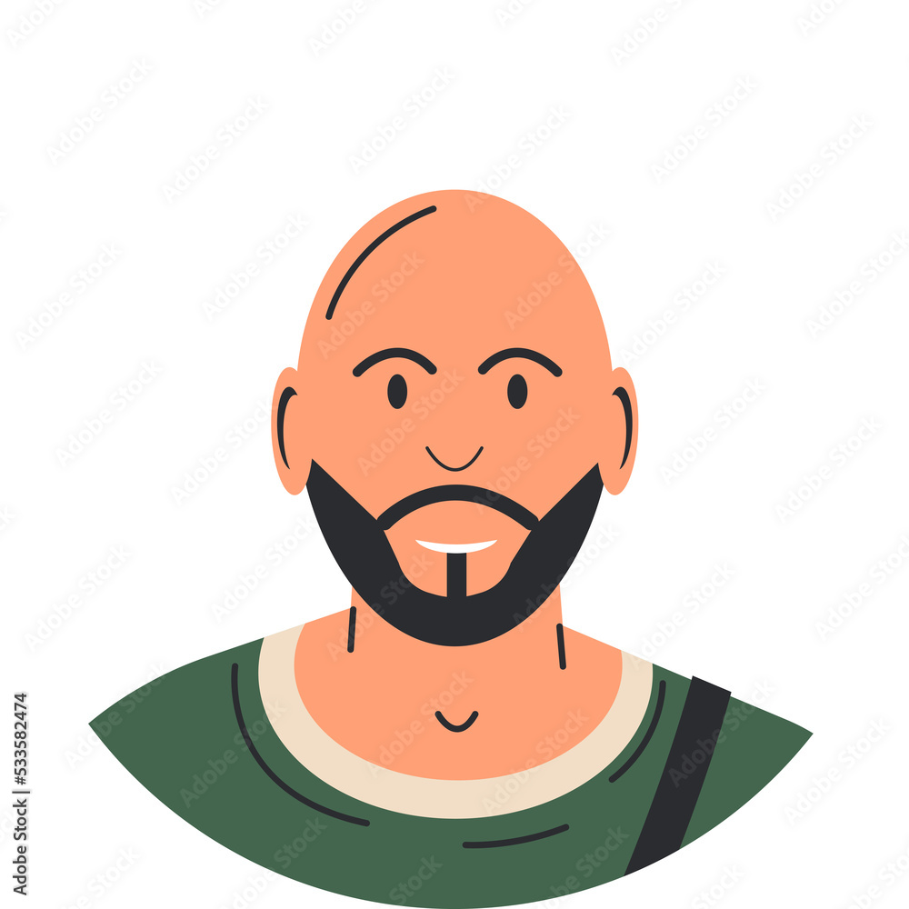 Bald young man with beard