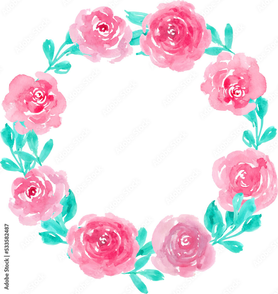 Watercolor flower wreaths. Floral clip art set. Frames perfectly for print on wedding invitation, greeting card, wall art, stickers and other. 