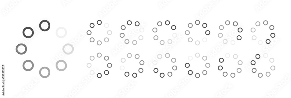 Circular Loading Buffering Icons Vector Video Ready for Animation Gif All Keyframes Frames Bufring Circle Waiting for Connection Buffer Preloader Download Symbol Easy Replace Color