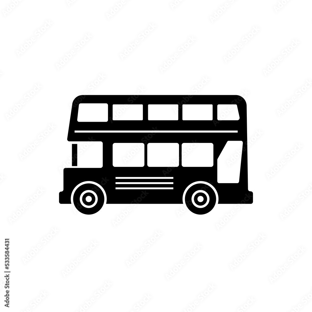 Vector black London bus icon on white background