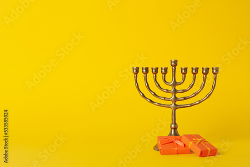 Сoncept of Jewish holiday, Hanukkah, space for text