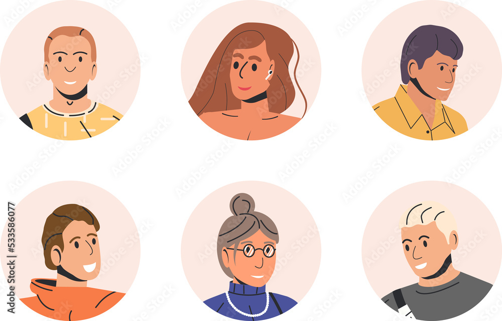 Different people avatars or user portraits Different people avatars or user portraits