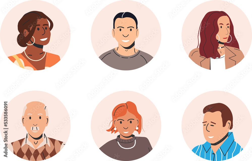 Different people avatars or user portraits Different people avatars or user portraits