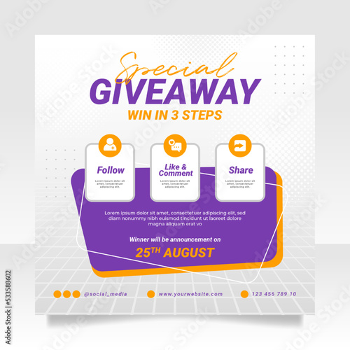 Giveaway contest social media post banner template