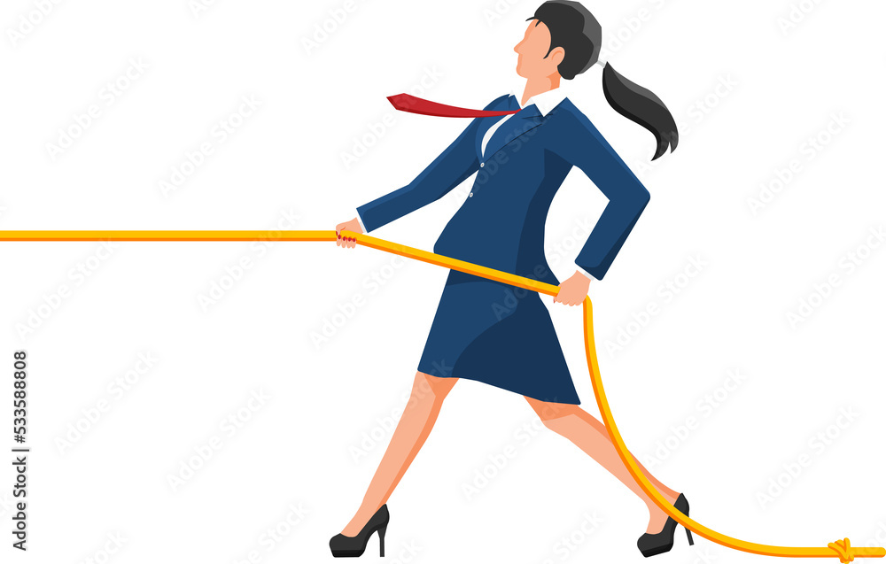 Businesswomen pull of rope