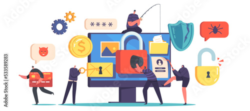 Password Phishing, Hacker Attack Concept. Hackers Stealing Personal Data in Internet. Cyber Security Concept