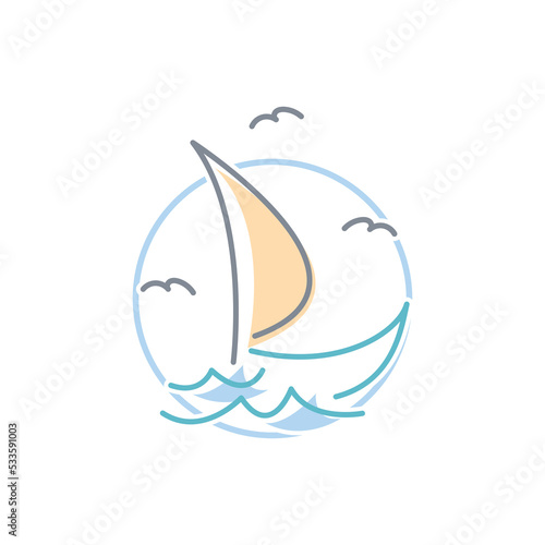 simple Sailing boat logo, Daily cruises, sea travel, vector logo-icon