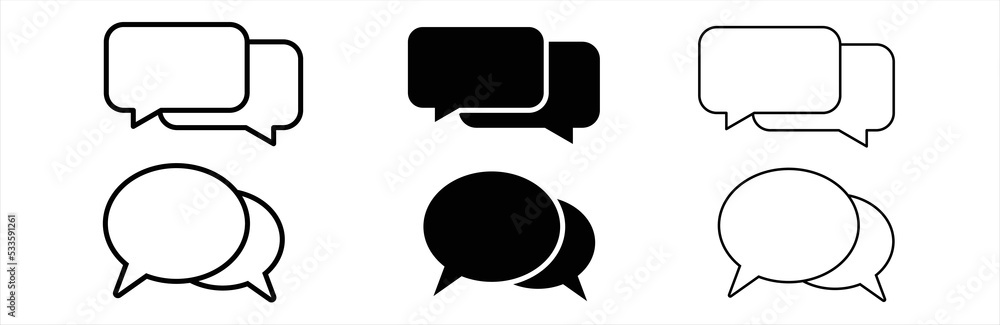 Chat icon. Chat message icon set. Bubble speech icon. Empty bubbles icon. Social media message. Vector illustration. Chat icon. Chat message icon set. Bubble speech icon. Empty bubbles icon. Social media message. Vector illustration.