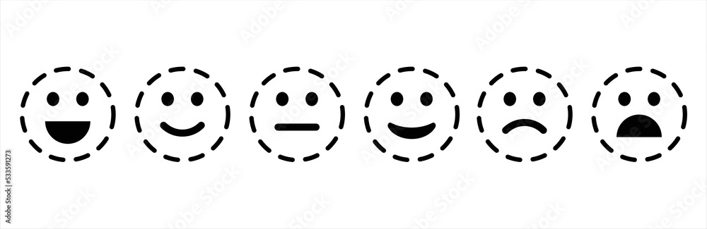 Fototapeta premium Emoticons icon set. Simple emoji collection with stripes circle. Vector illustration.