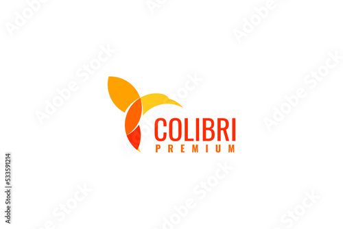 Flat colibri bird logo design vector illustration idea