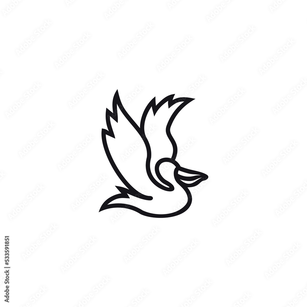 Pelican logo vector icon line illustration Pelican logo vector icon line illustration