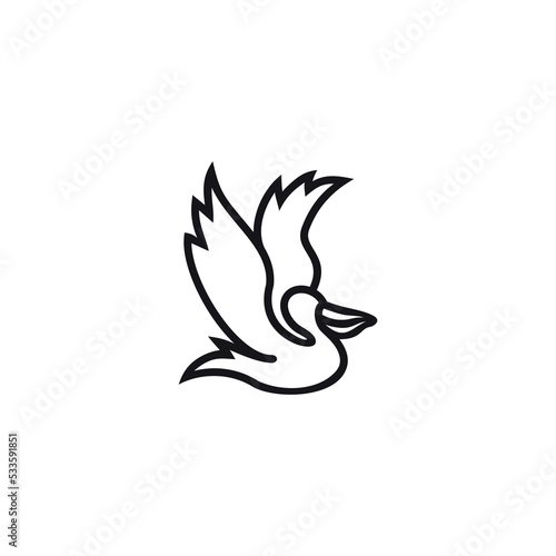 Fototapeta Naklejka Na Ścianę i Meble -  Pelican logo vector icon line illustration