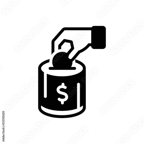 Black solid icon for donations