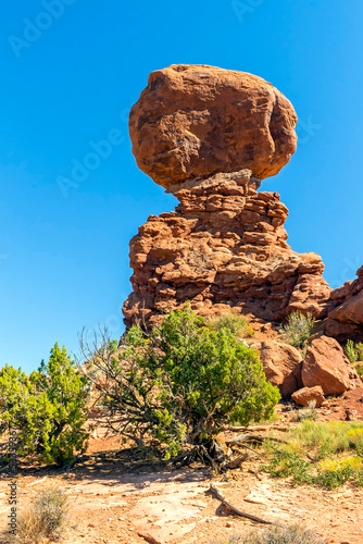An unusual rock red sandstone rock formation in the Garden of the Gods, Colorado Springs, United States.