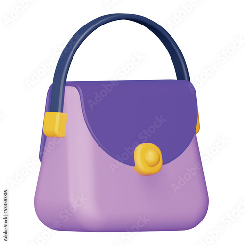 Ladies purse 3d rendering isometric icon.