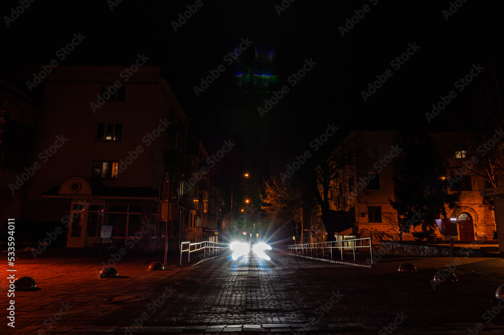 Fototapeta premium Night city of Lutsk Ukraine travel journey
