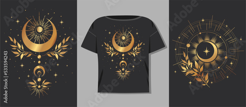 Beautiful crescent illustration shirt design. Vector illustration.