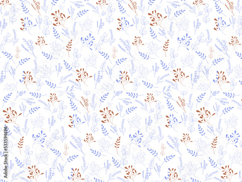 Floral pattern. Pretty flowers on white background. Printing with small flowers. Ditsy print. Seamless vector texture. Spring bouquet.