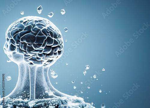 Foto Brain and human frozen, intelligence to be cooled and cryogenized for an eternal