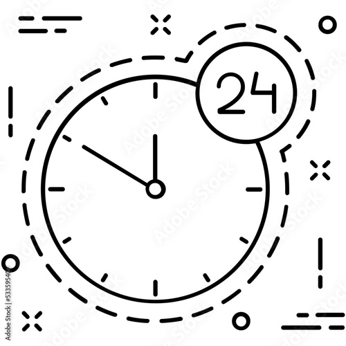 Twenty Four Hours Line Vector Icon